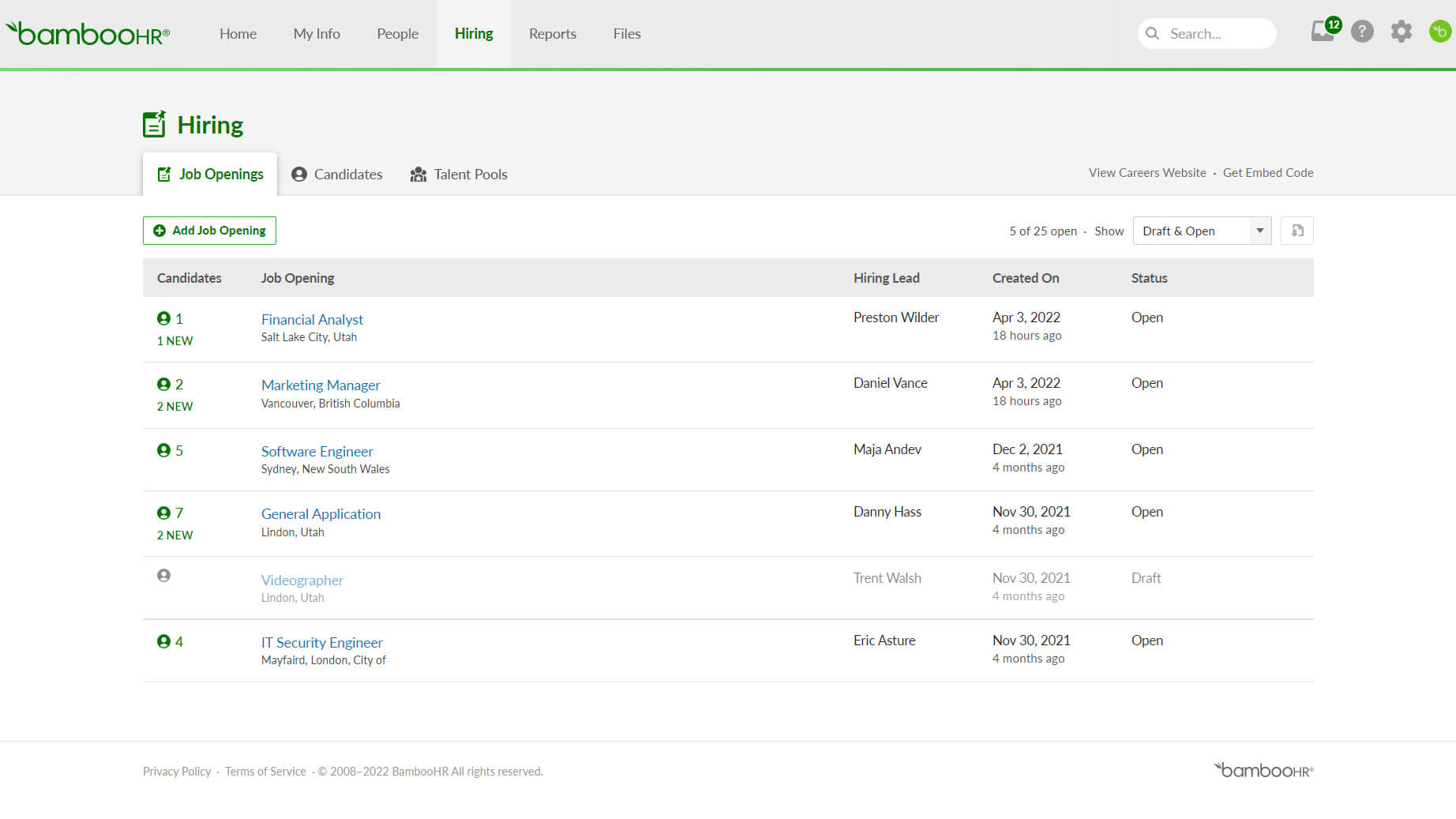 BambooHR Software Screenshot (2)